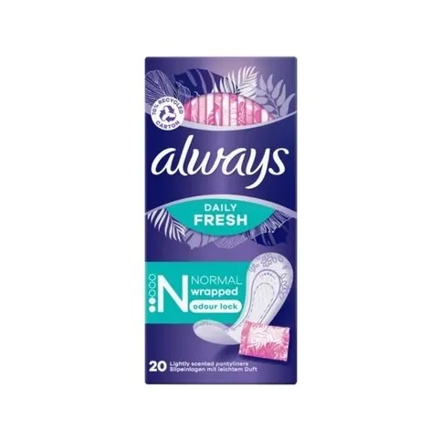 ALWAYS PANTYLINERS DAILY FRESH NORMAL WRAPPED ODOUR LOCK 20 PACK