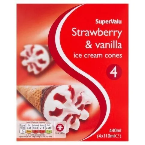 Strawberry ice cream cones 4*440 ml